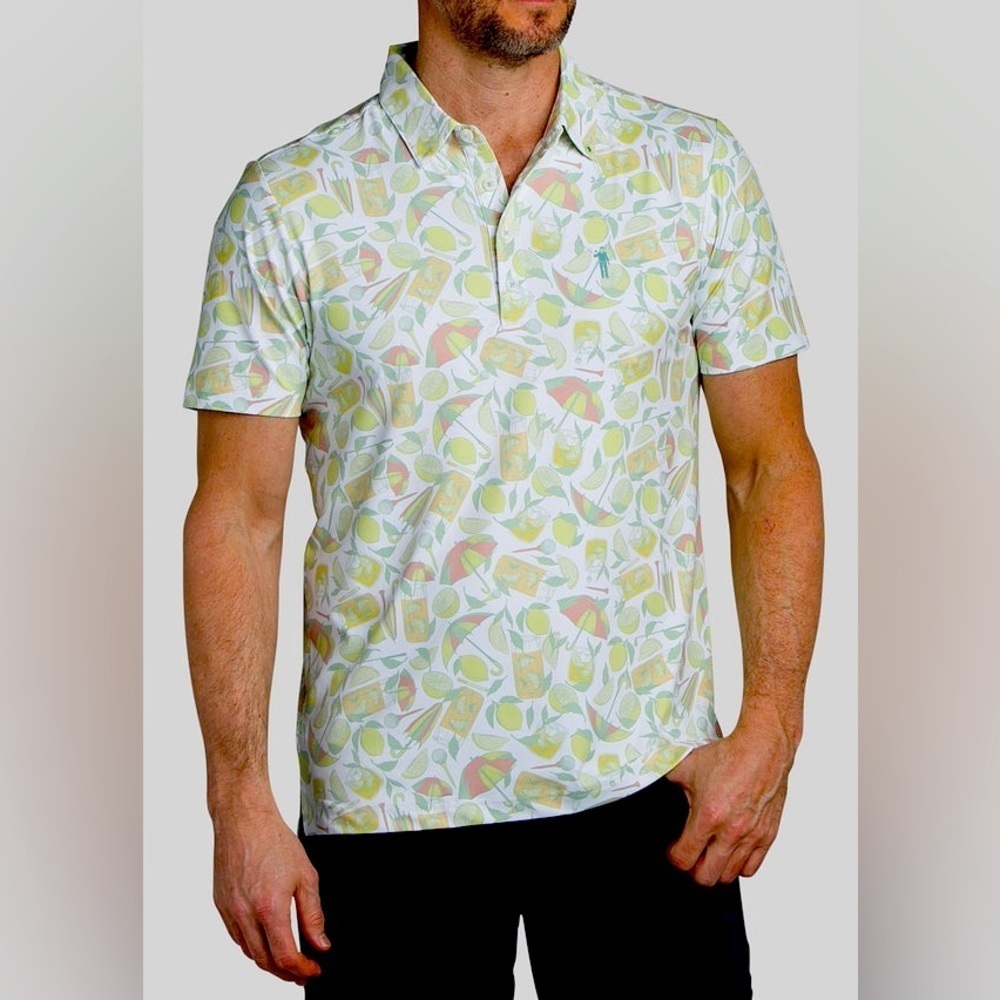 William Murray Golf Lemon Life Southern Collection Performance Stretch Polo XL